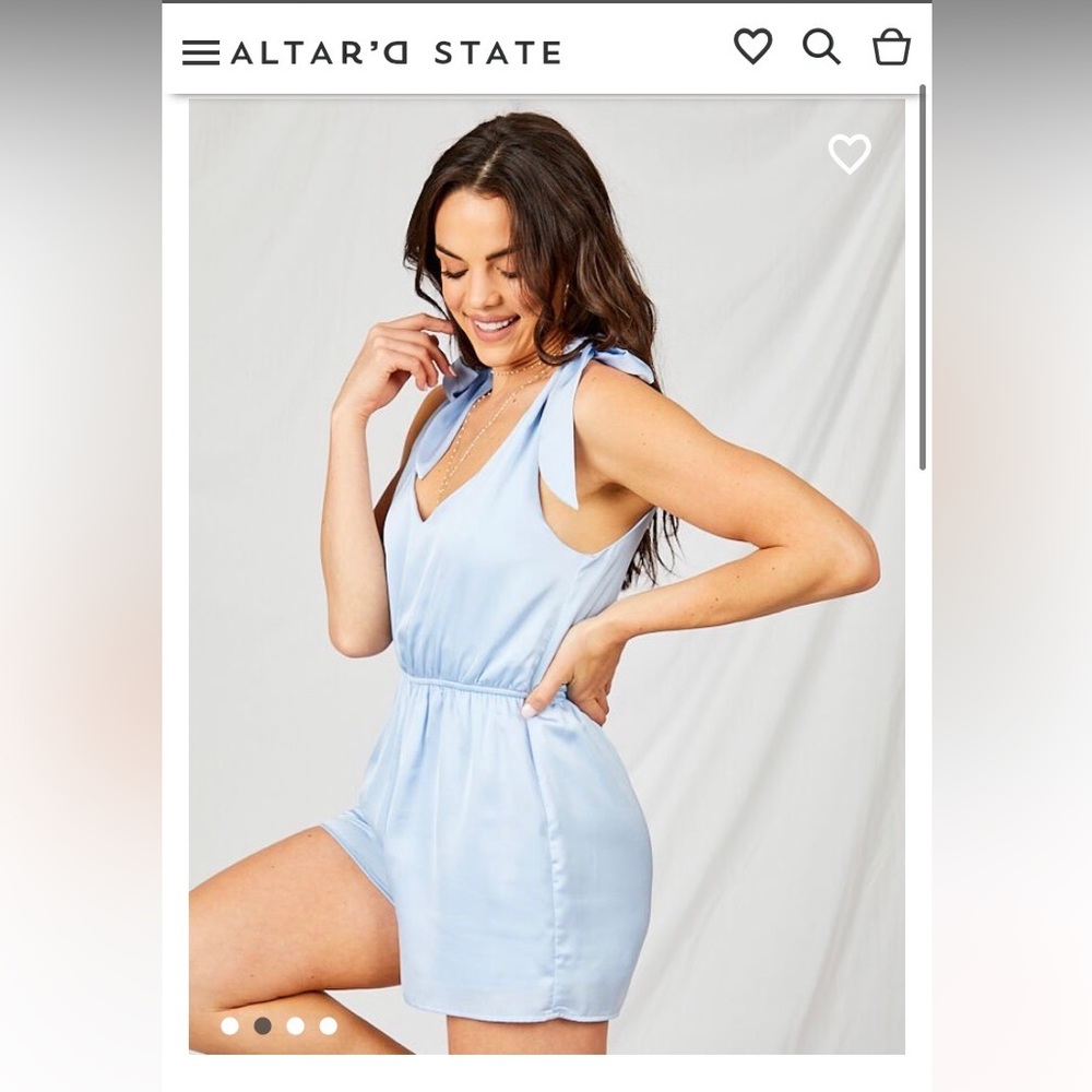 Altar’d State baby blue romper with bow tie straps